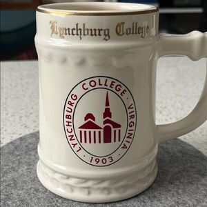 White & Maroon Ceramic Stein